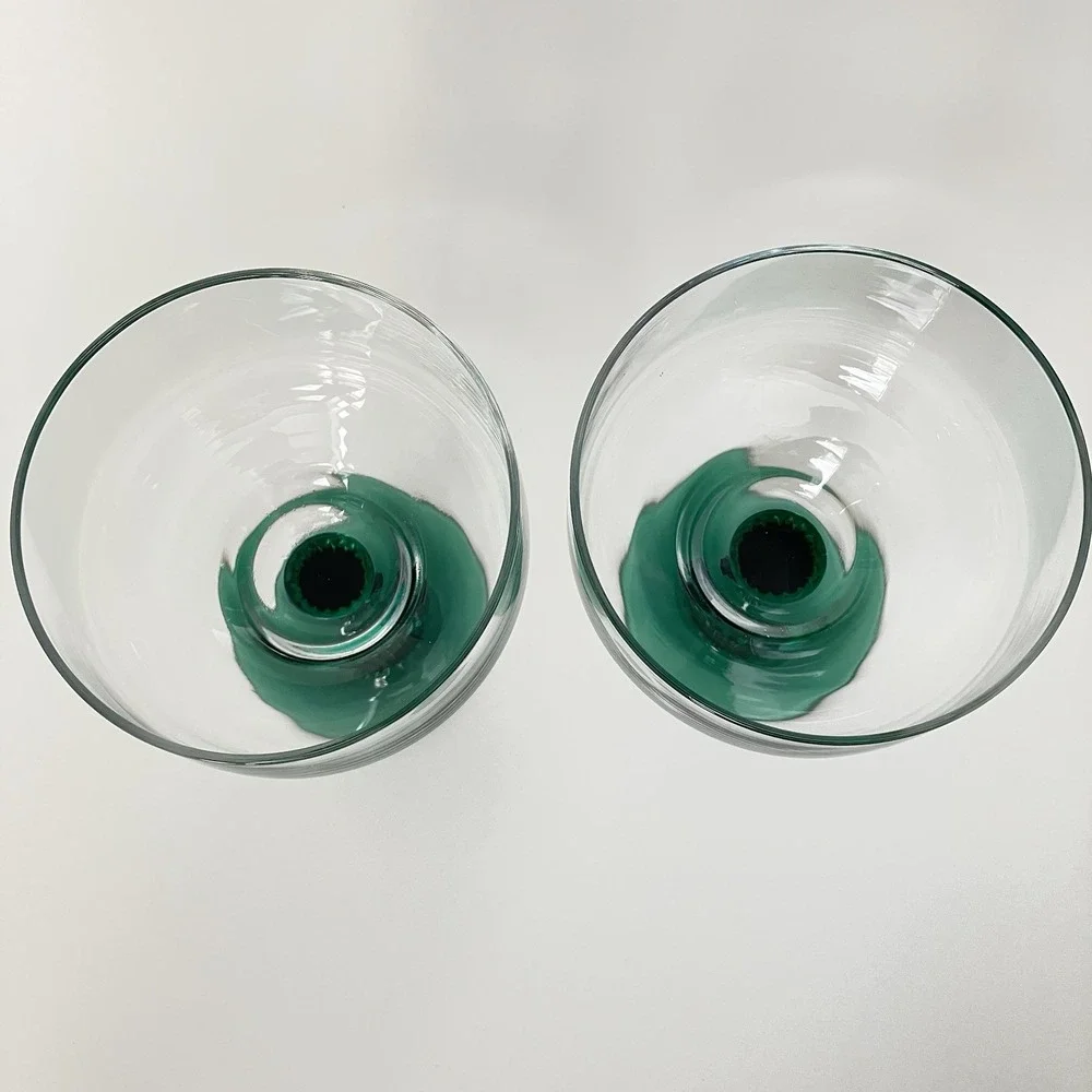 Libbey Green Cactus Saguaro Stem Margarita Glasses 16oz Set of 2 Southwest